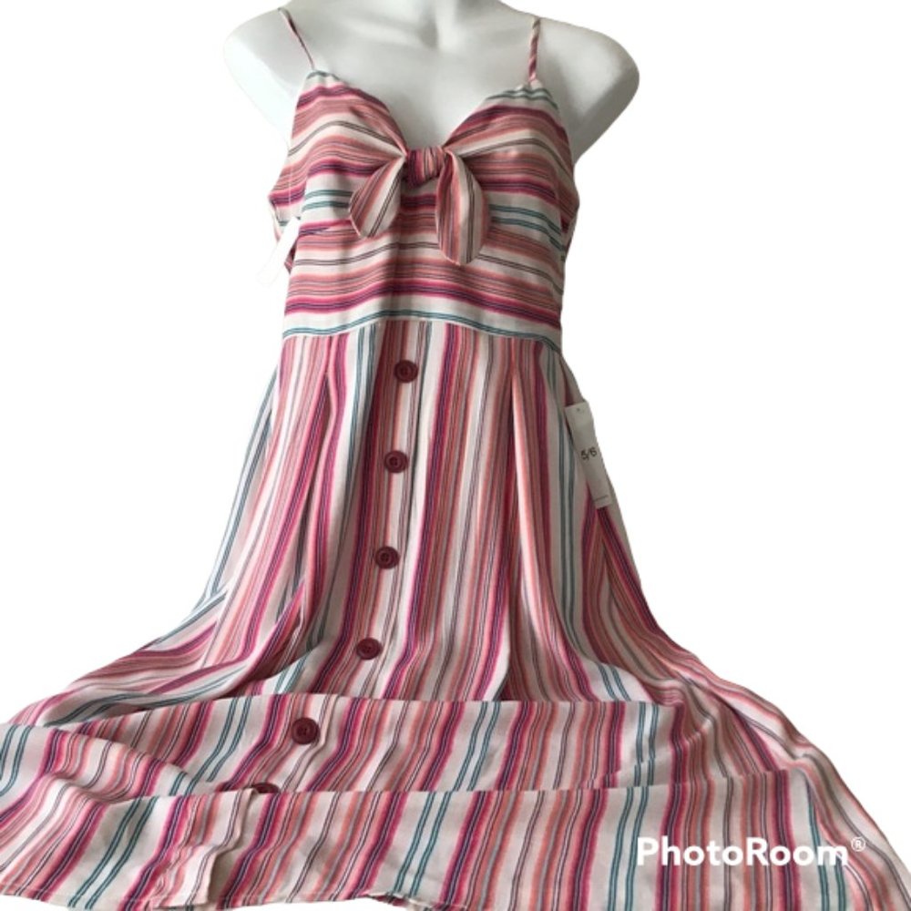 Teeze Me NWT $59 Dress Junior’s 5/6 Striped Multi Colors Halter Maxi